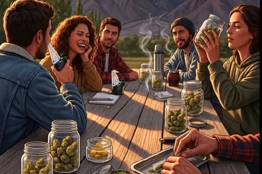 Jurados catando muestras